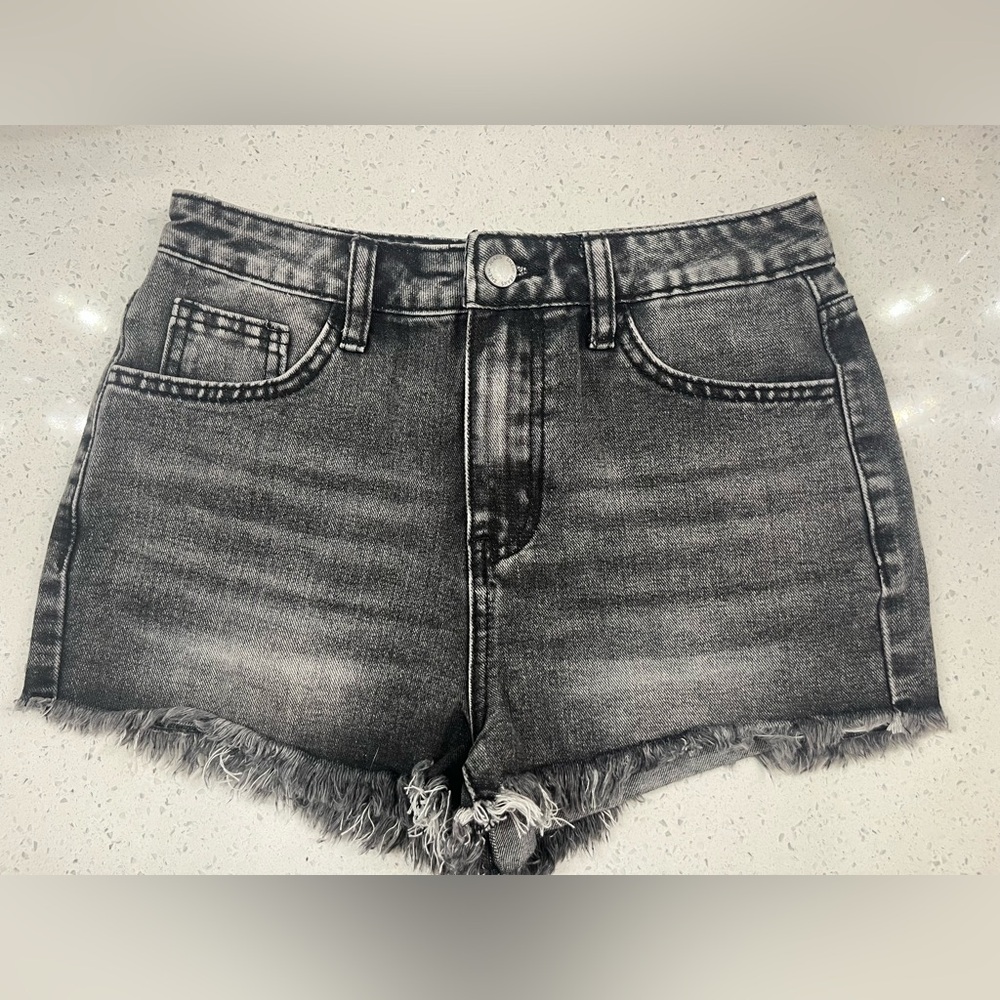 Girls Teen SHEIN black denim distressed jeans shorts